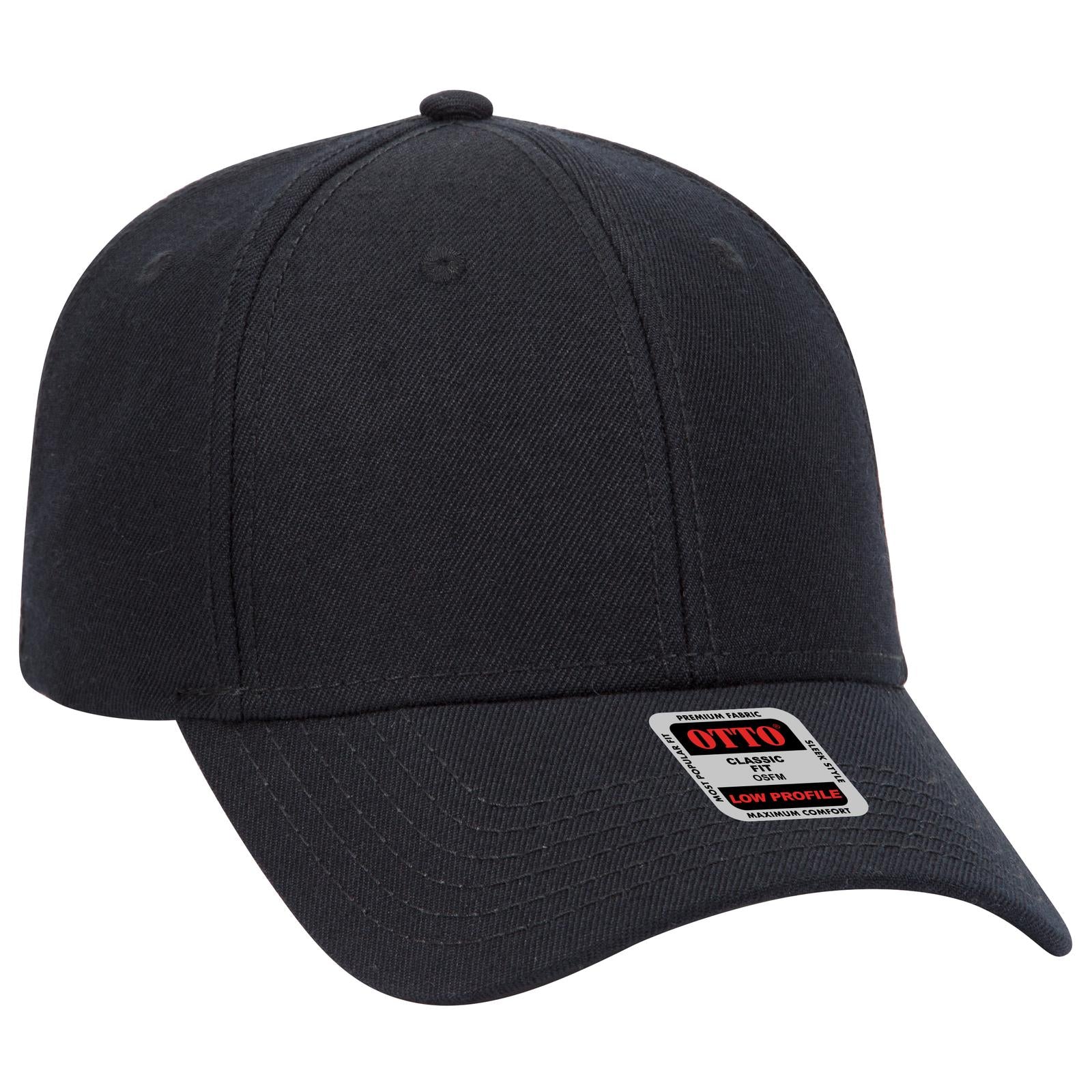 Front View of 003 - Black OTTO CAP 6 Panel Low Profile Baseball Cap