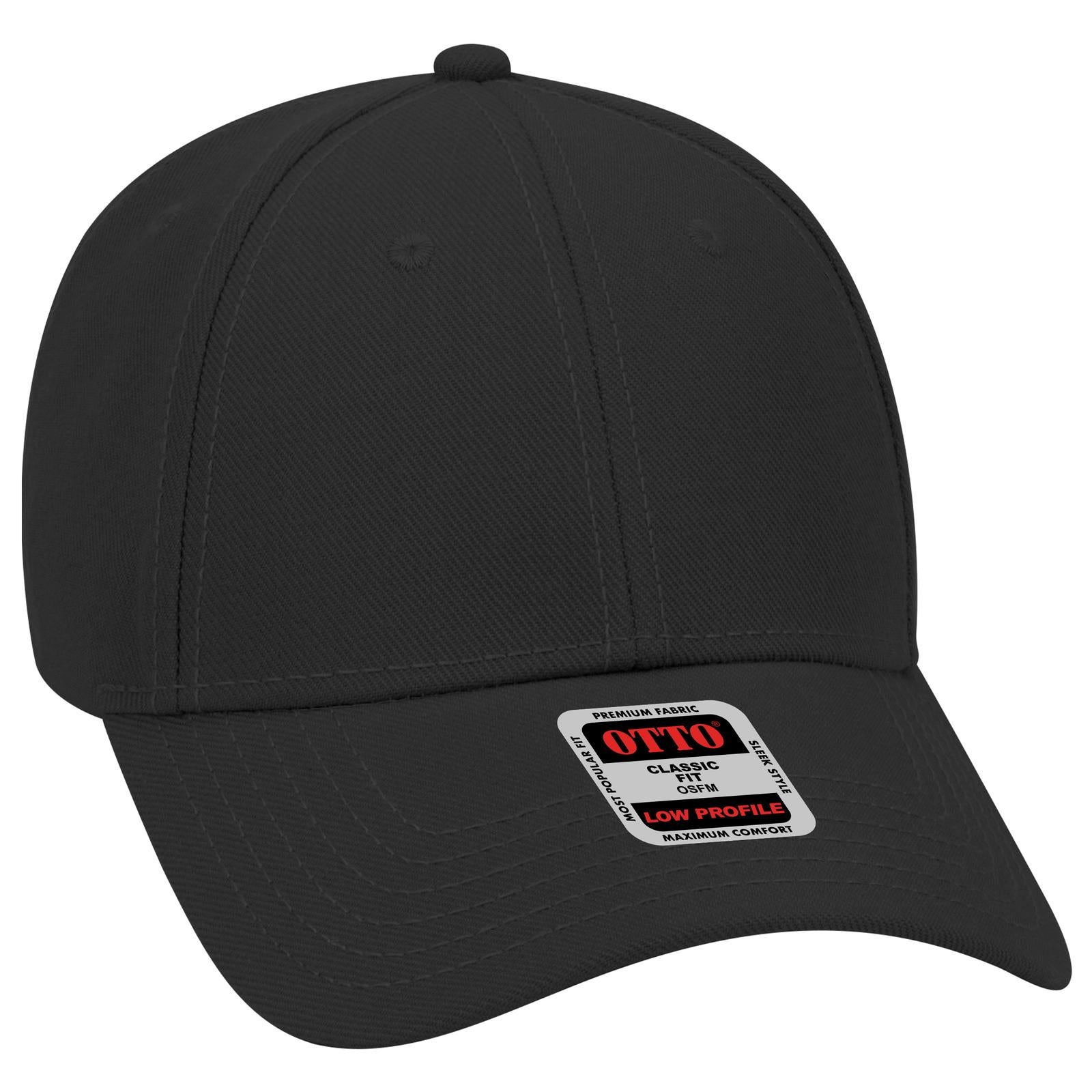 Front View of 003 - Black OTTO CAP 6 Panel Low Profile Baseball Cap