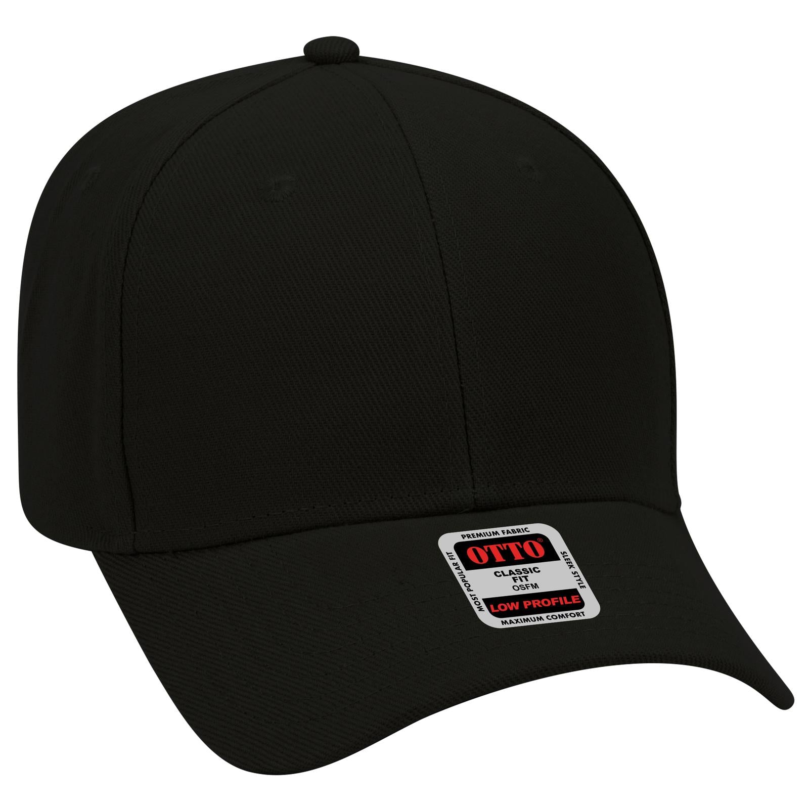 Front View of 003 - Black OTTO CAP 6 Panel Low Profile Baseball Cap