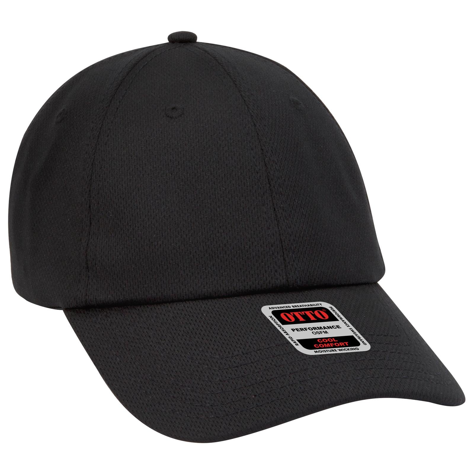 Front View of 003 - Black OTTO CAP 6 Panel Low Profile Baseball Cap