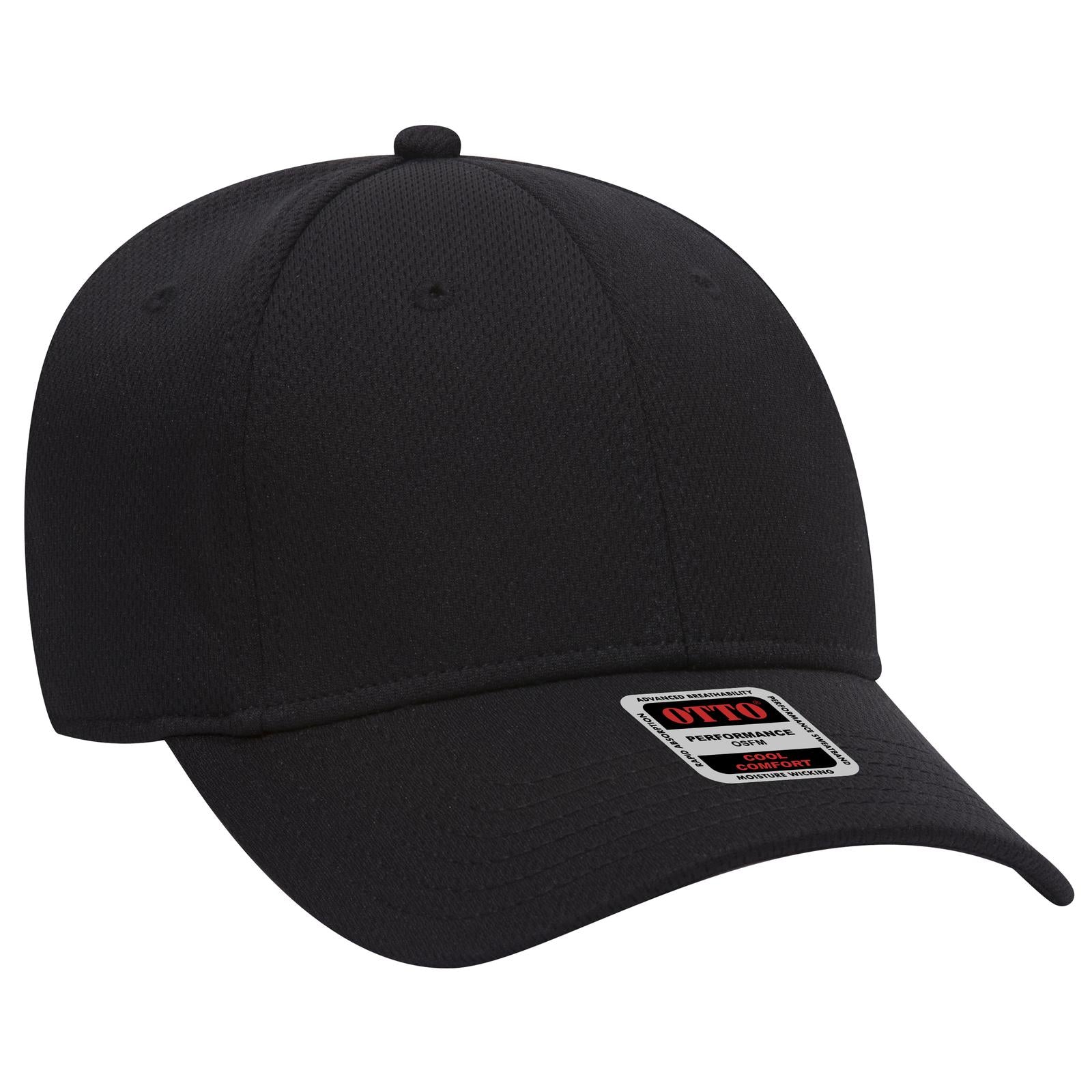Front View of 003 - Black OTTO CAP 6 Panel Low Profile Baseball Cap