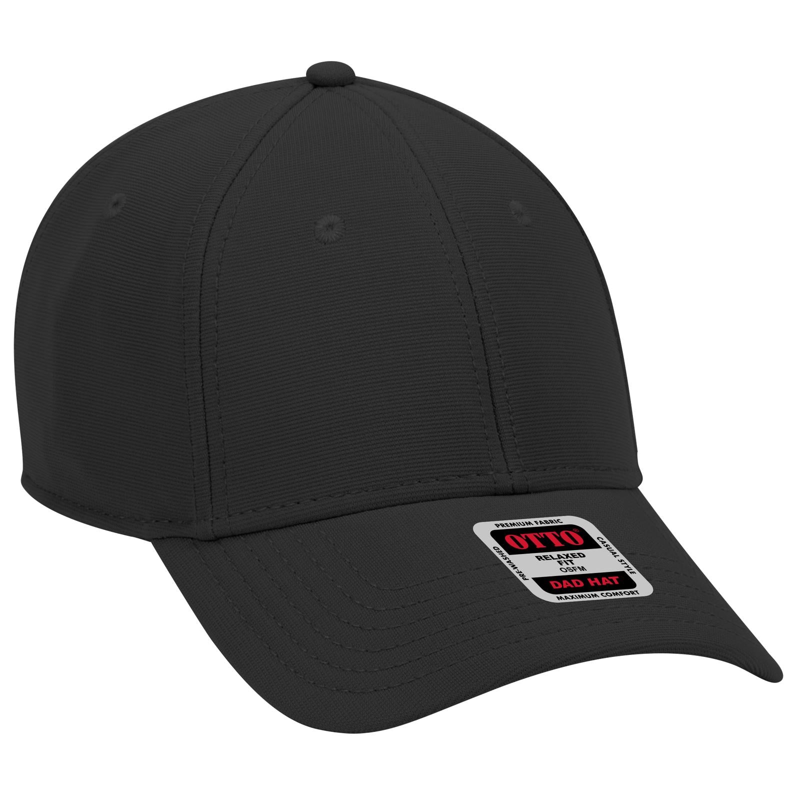 Right View of 003 - Black OTTO CAP 6 Panel Low Profile Baseball Cap