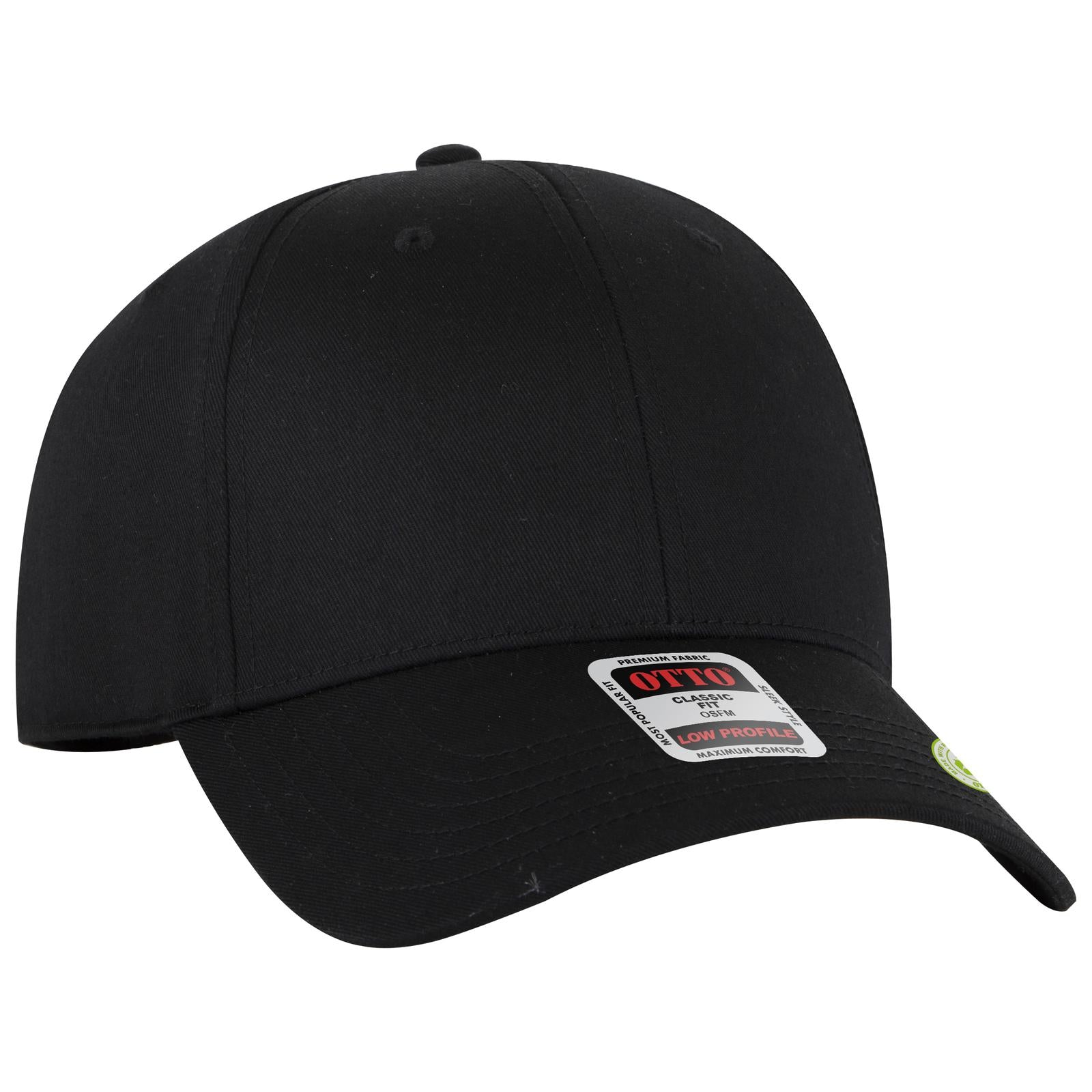 Right View of 003 - Black OTTO CAP 6 Panel Low Profile Baseball Cap