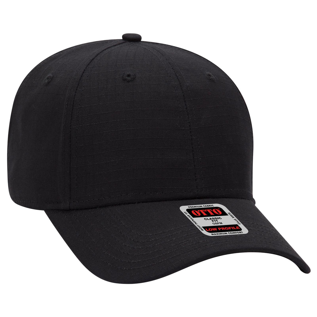 Right View of 003 - Black OTTO CAP 6 Panel Low Profile Baseball Cap