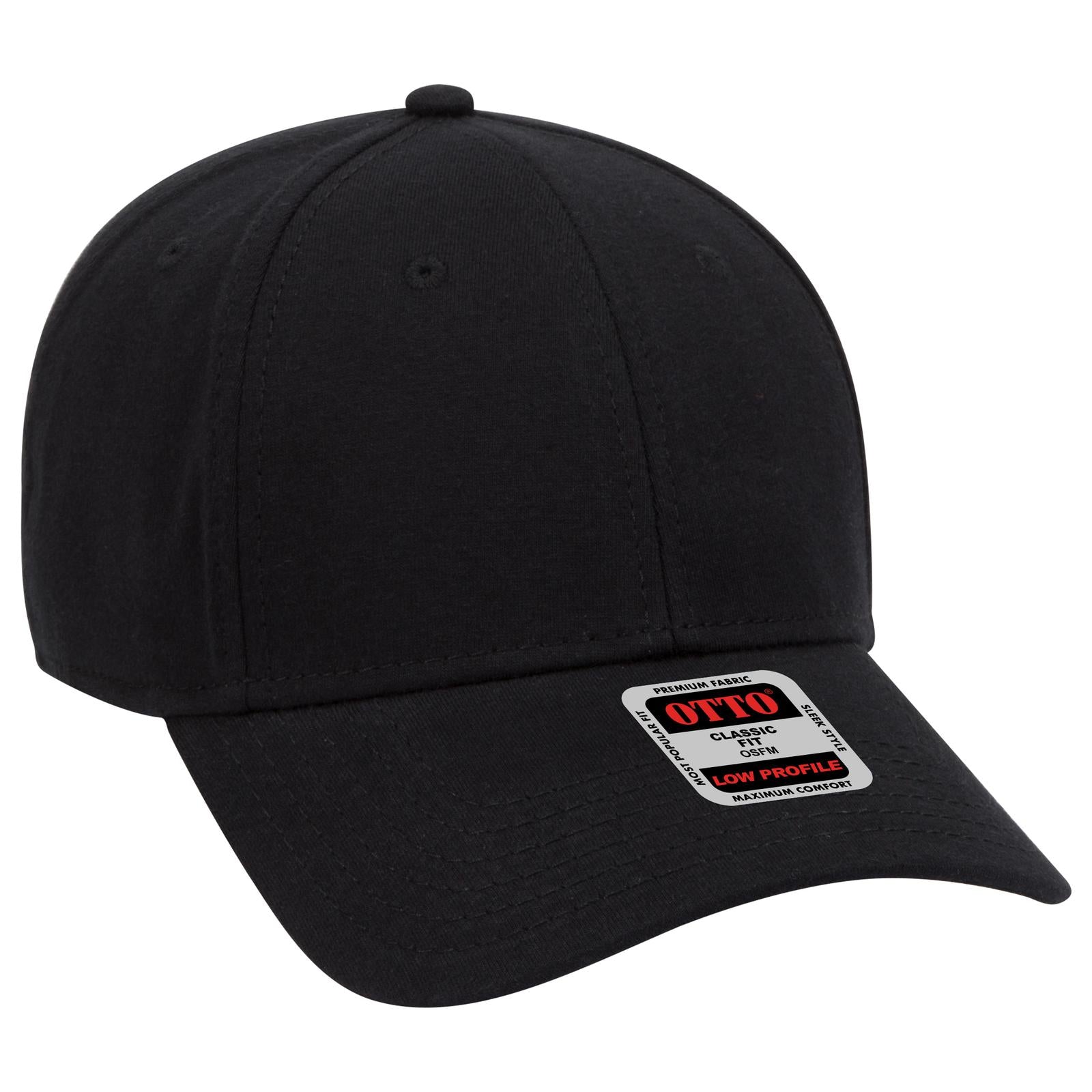 Front View of 003 - Black OTTO CAP 6 Panel Low Profile Baseball Cap