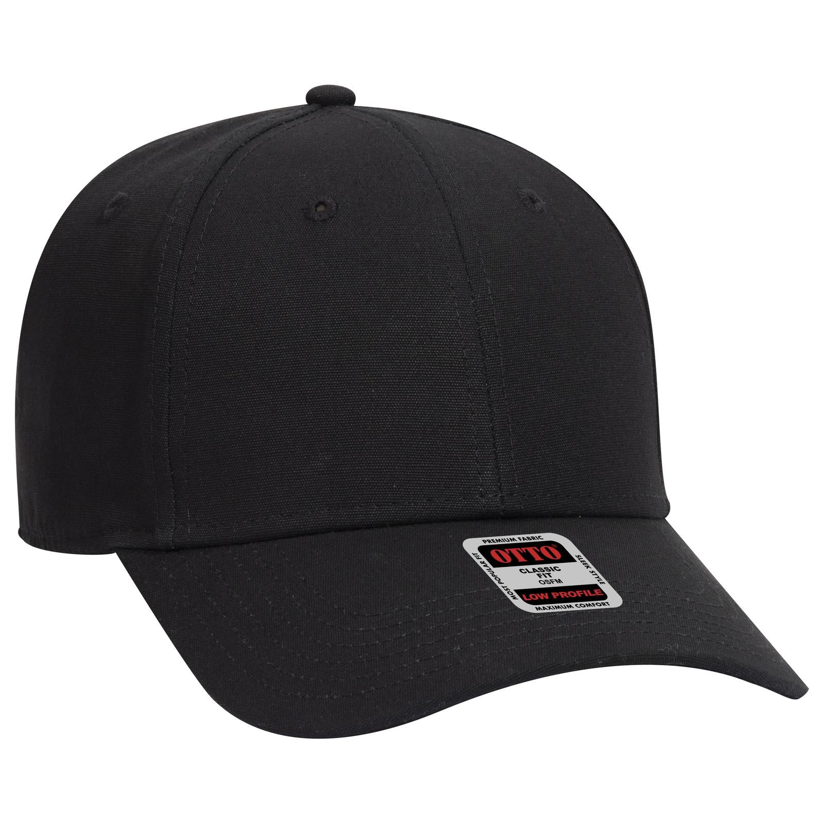 Right View of 003 - Black OTTO CAP 6 Panel Low Profile Baseball Cap
