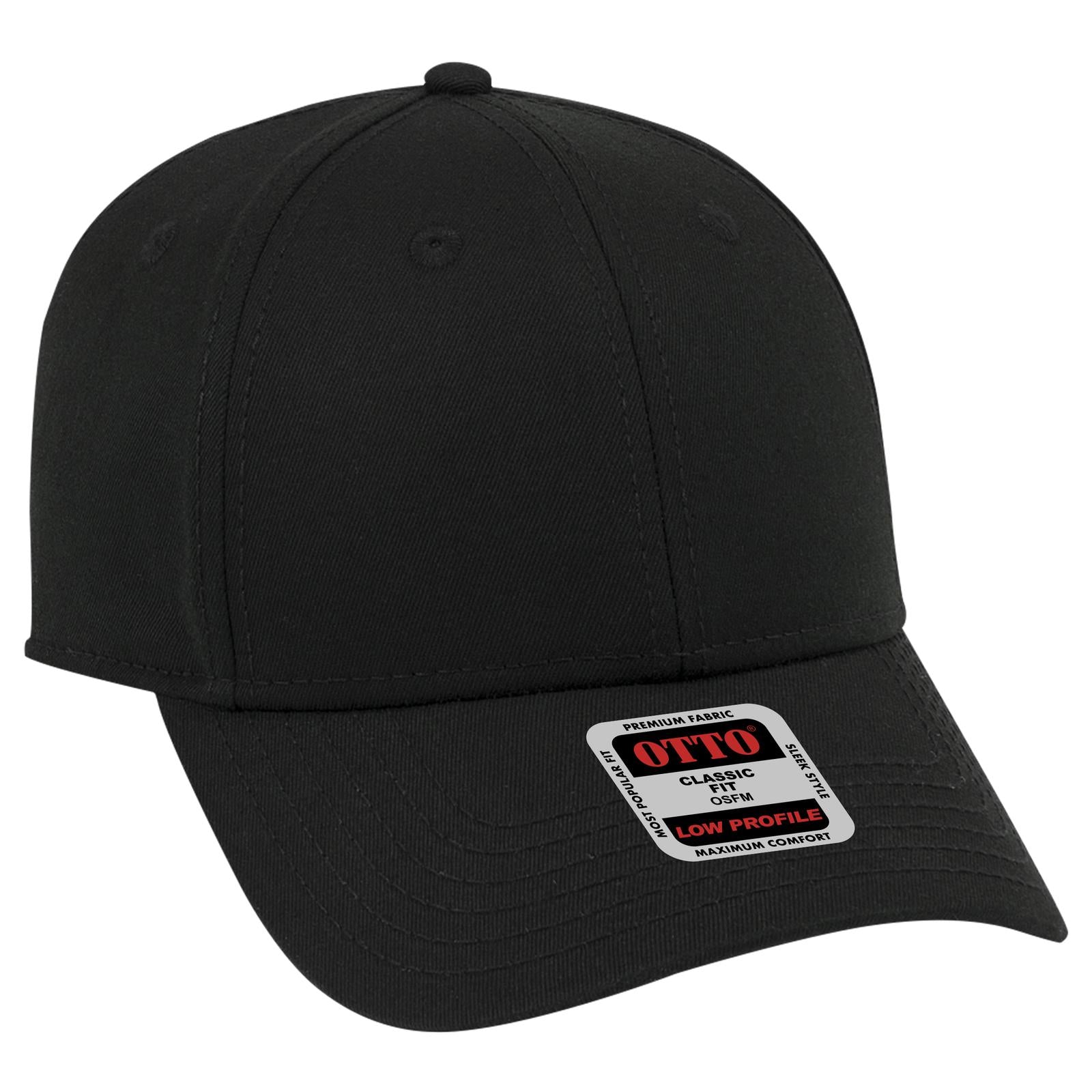 Right View of 003 - Black OTTO CAP 6 Panel Low Profile Baseball Cap