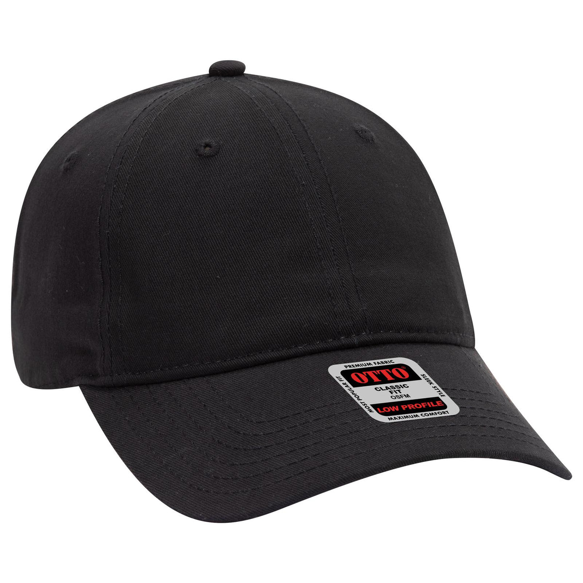 Right View of 003 - Black OTTO CAP 6 Panel Low Profile Baseball Cap