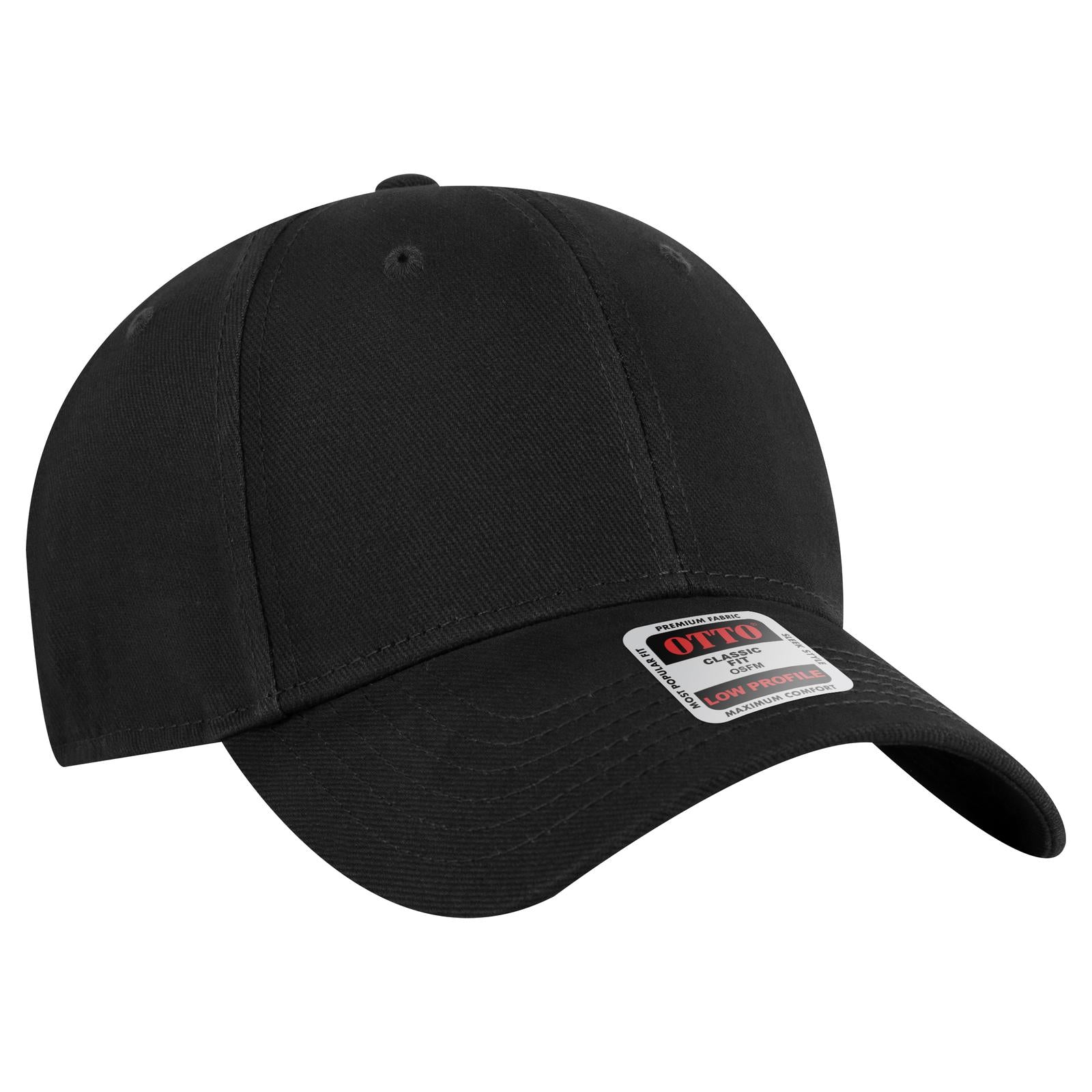 Front View of 003 - Black OTTO CAP 6 Panel Low Profile Baseball Cap