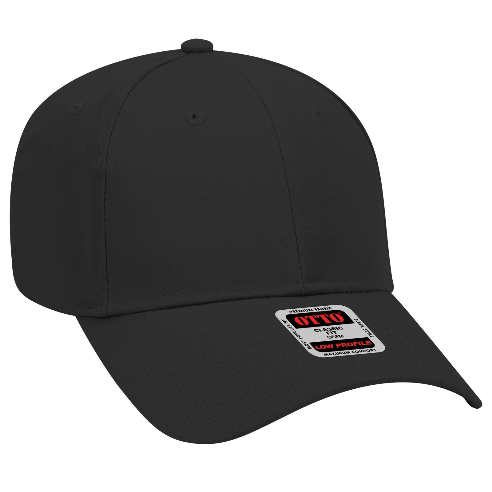 Front View of 003 - Black OTTO CAP 6 Panel Low Profile Baseball Cap