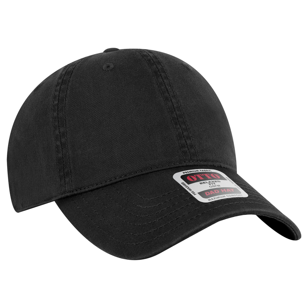 Right View of 003 - Black OTTO CAP 6 Panel Low Profile Dad Hat