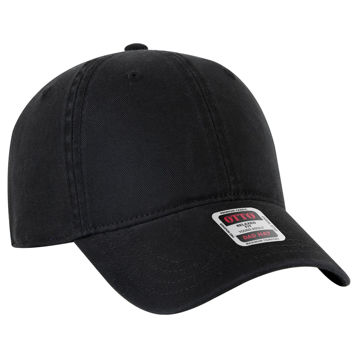Right View of 003 - Black OTTO CAP 6 Panel Low Profile Dad Hat