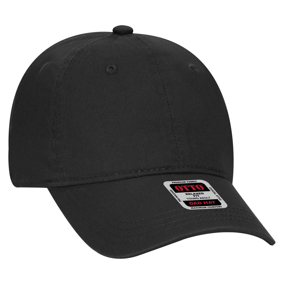 Right View of 003 - Black OTTO CAP 6 Panel Low Profile Dad Hat