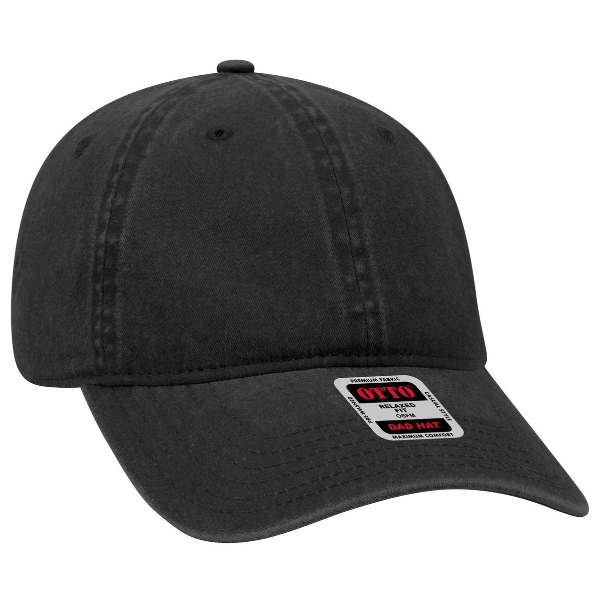 Right View of 003 - Black OTTO CAP 6 Panel Low Profile Dad Hat