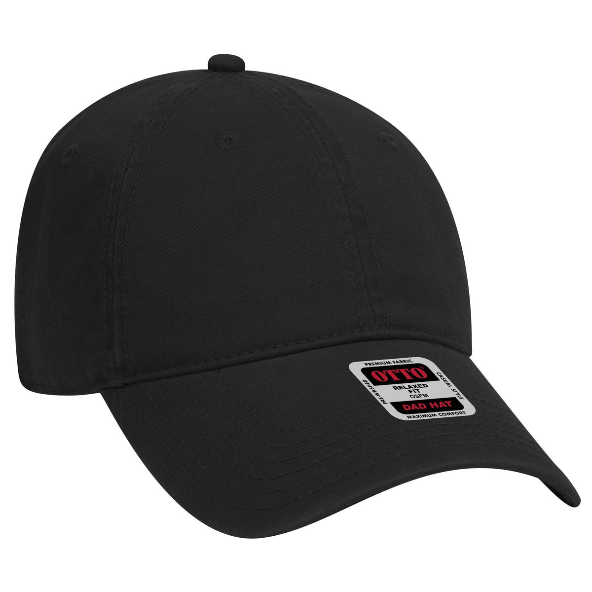 Right View of 003 - Black OTTO CAP 6 Panel Low Profile Dad Hat