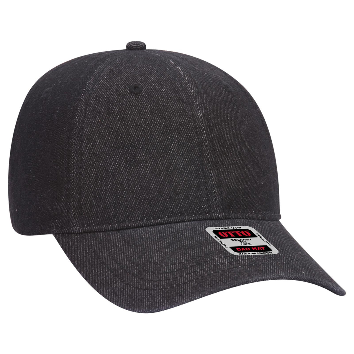Right View of 003 - Black OTTO CAP 6 Panel Low Profile Dad Hat