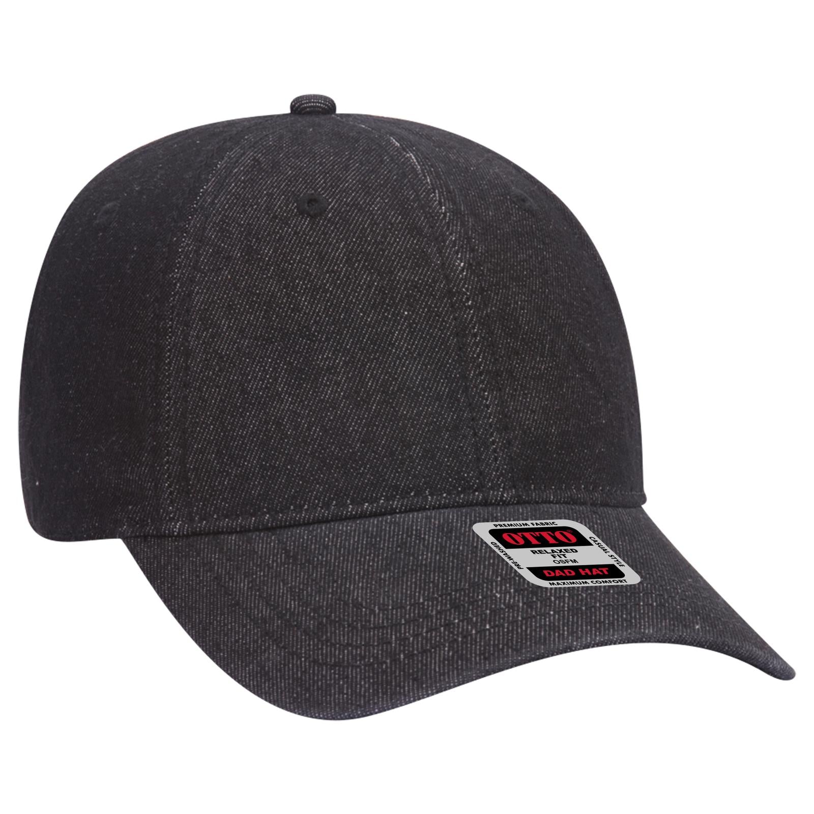 Front View of 003 - Black OTTO CAP 6 Panel Low Profile Dad Hat