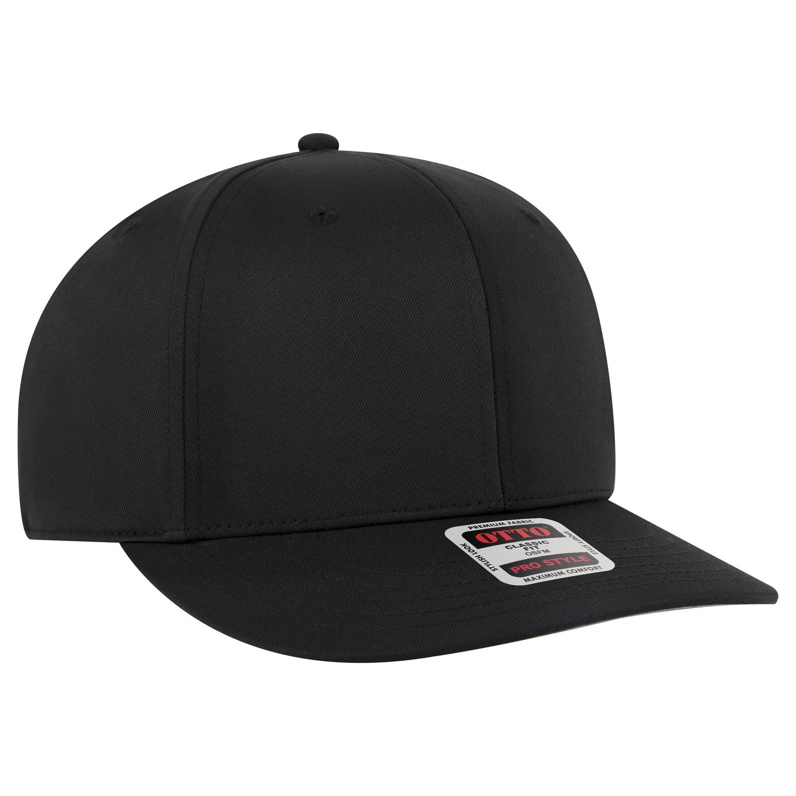 Right View of 003 - Black OTTO CAP 6 Panel Pro Style Baseball Cap