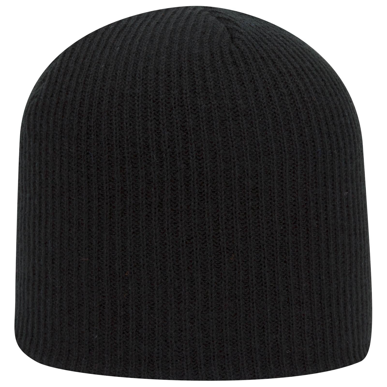 Front View of 003 - Black OTTO CAP 9 1/2" Premium Rib Knit Beanie