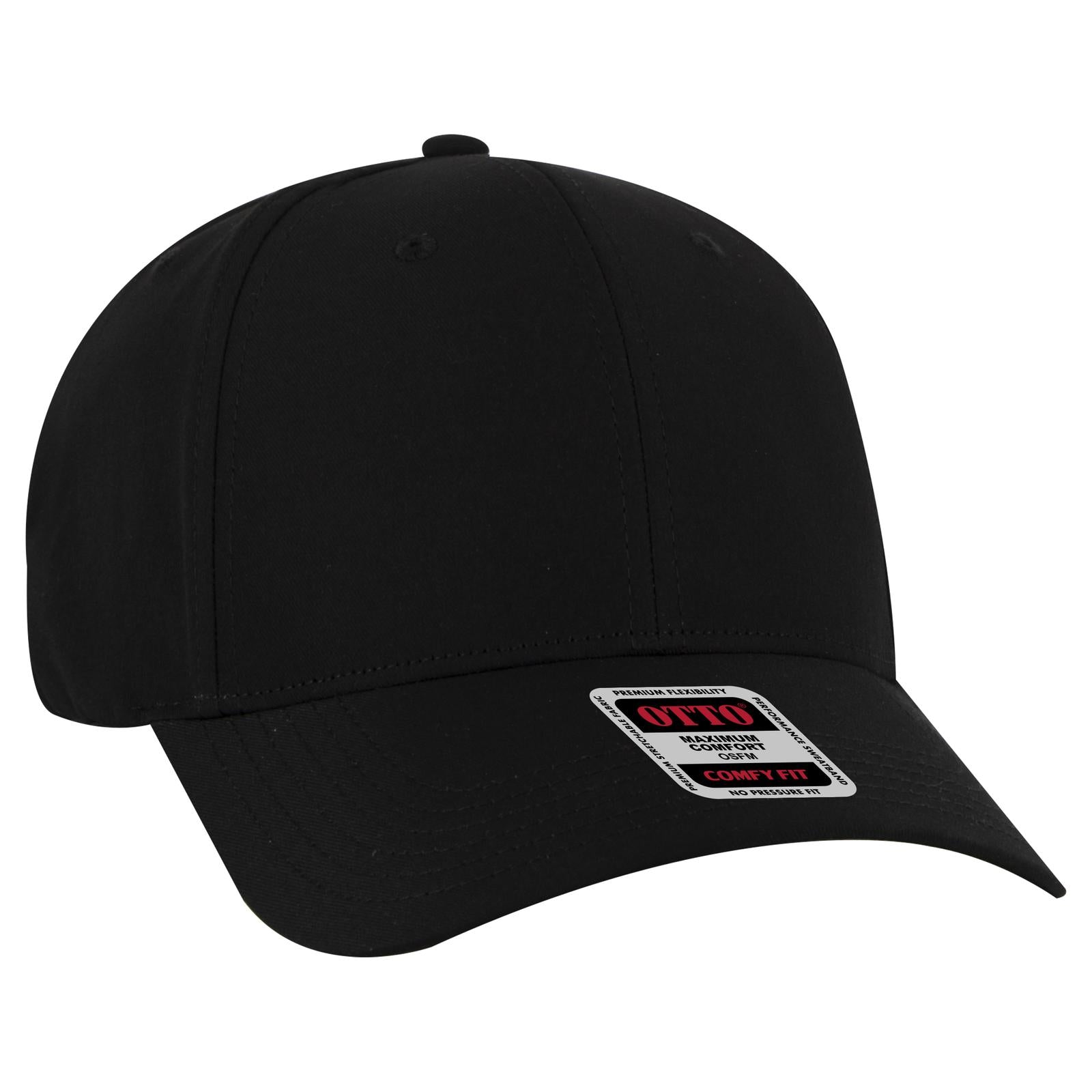 Front View of 003 - Black OTTO CAP "OTTO COMFY FIT" 6 Panel Low Profile Baseball Cap