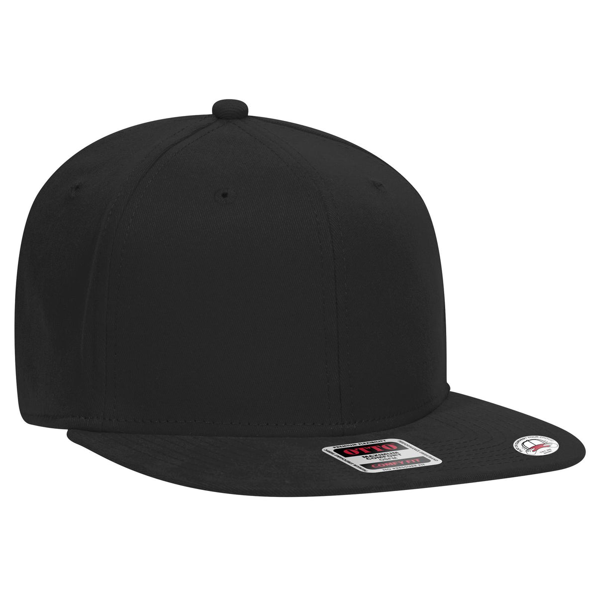 Right View of 003 - Black OTTO CAP "OTTO COMFY FIT" 6 Panel Pro Style Snapback Hat