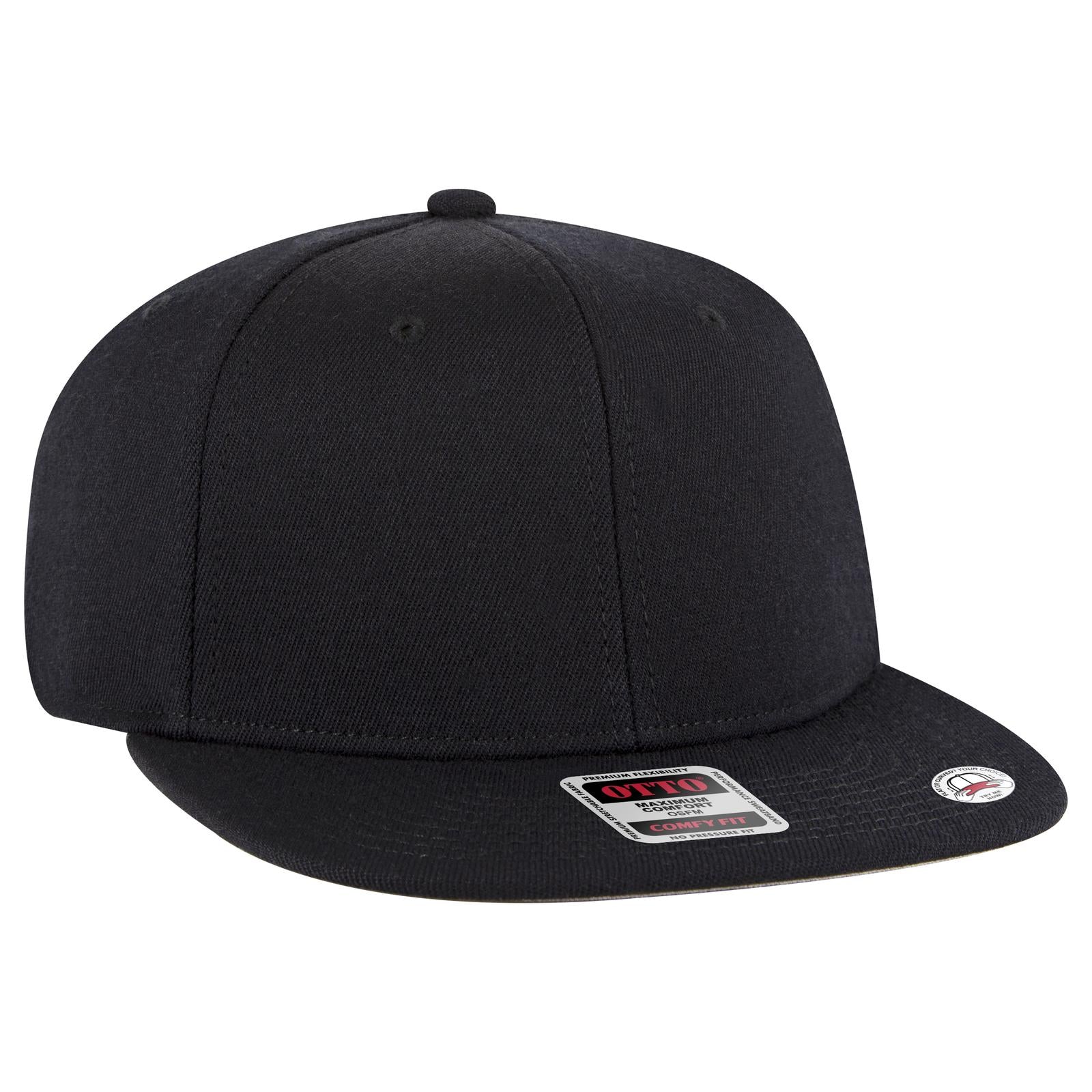 Right View of 003 - Black OTTO CAP "OTTO COMFY FIT" 6 Panel Pro Style Snapback Hat
