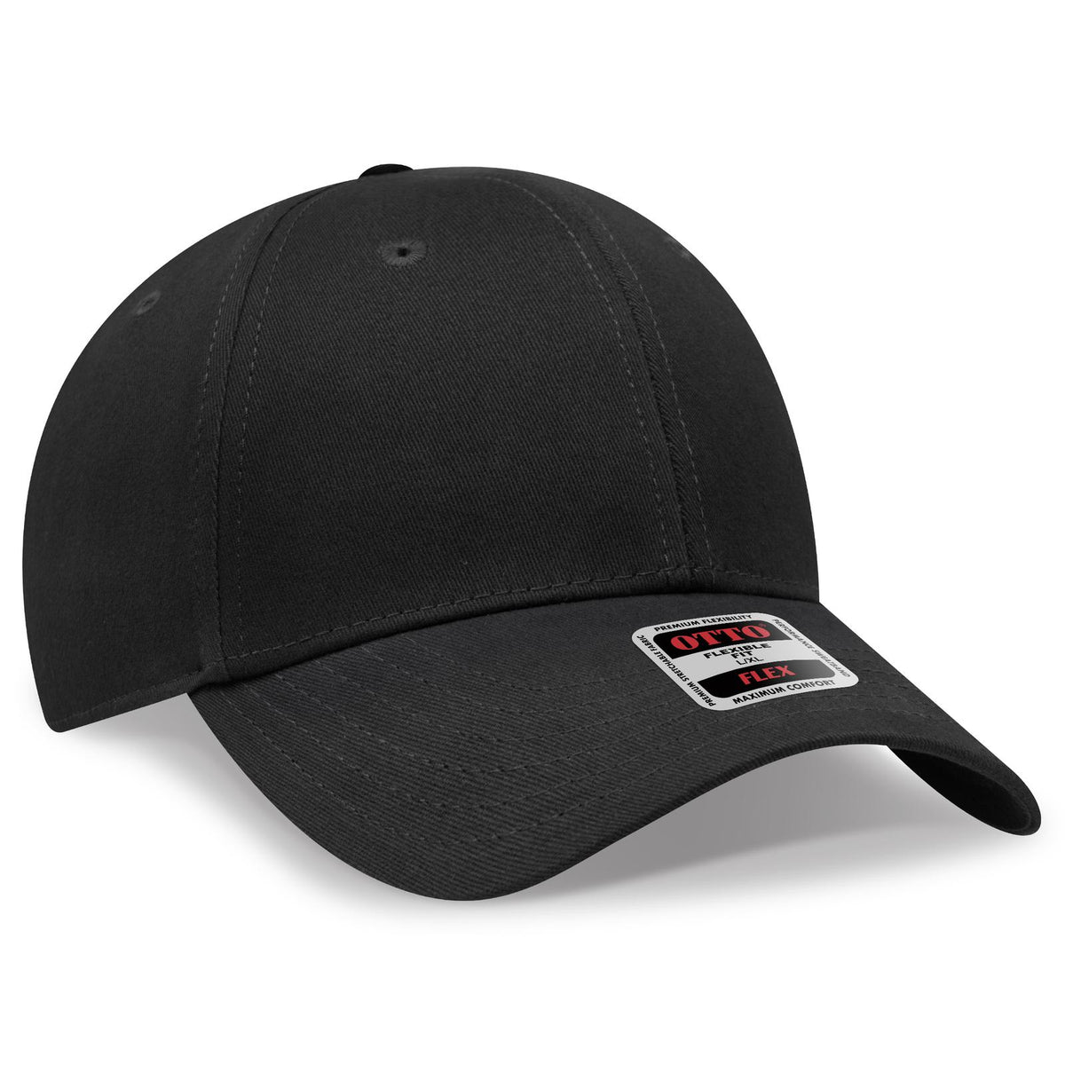 Right View of 003 - Black OTTO CAP "OTTO FLEX" Fitted 6 Panel Low Profile Baseball Cap