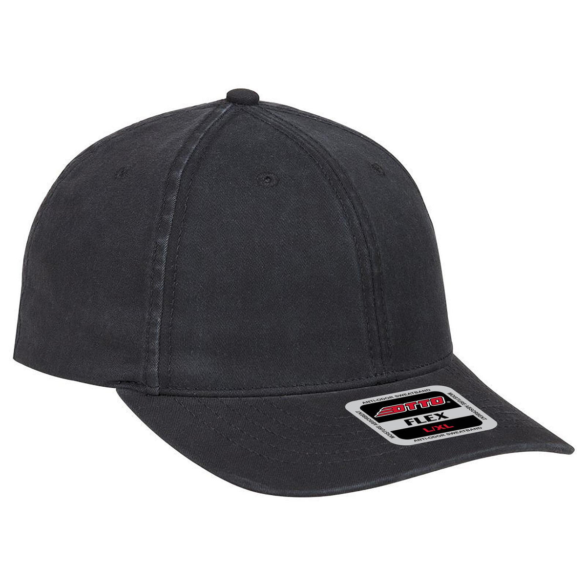Right View of 003 - Black OTTO CAP "OTTO FLEX" Fitted 6 Panel Slim Fit Low Profile Baseball Cap