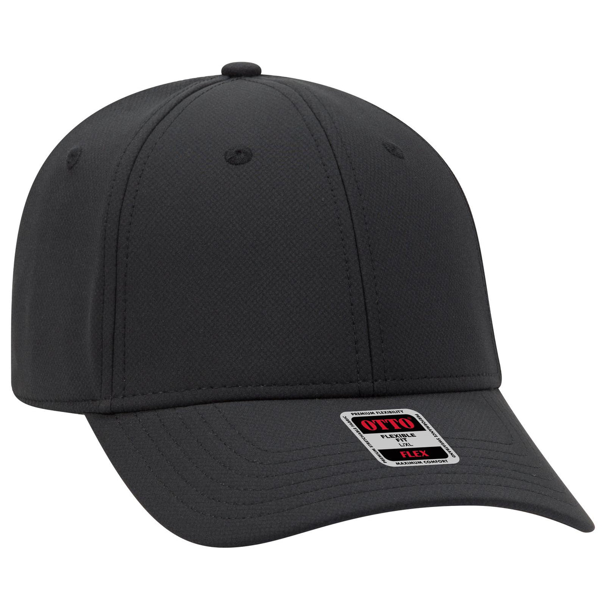 Right View of 003 - Black OTTO CAP "OTTO FLEX" Fitted UPF 50+ 6 Panel Low Profile Baseball Cap