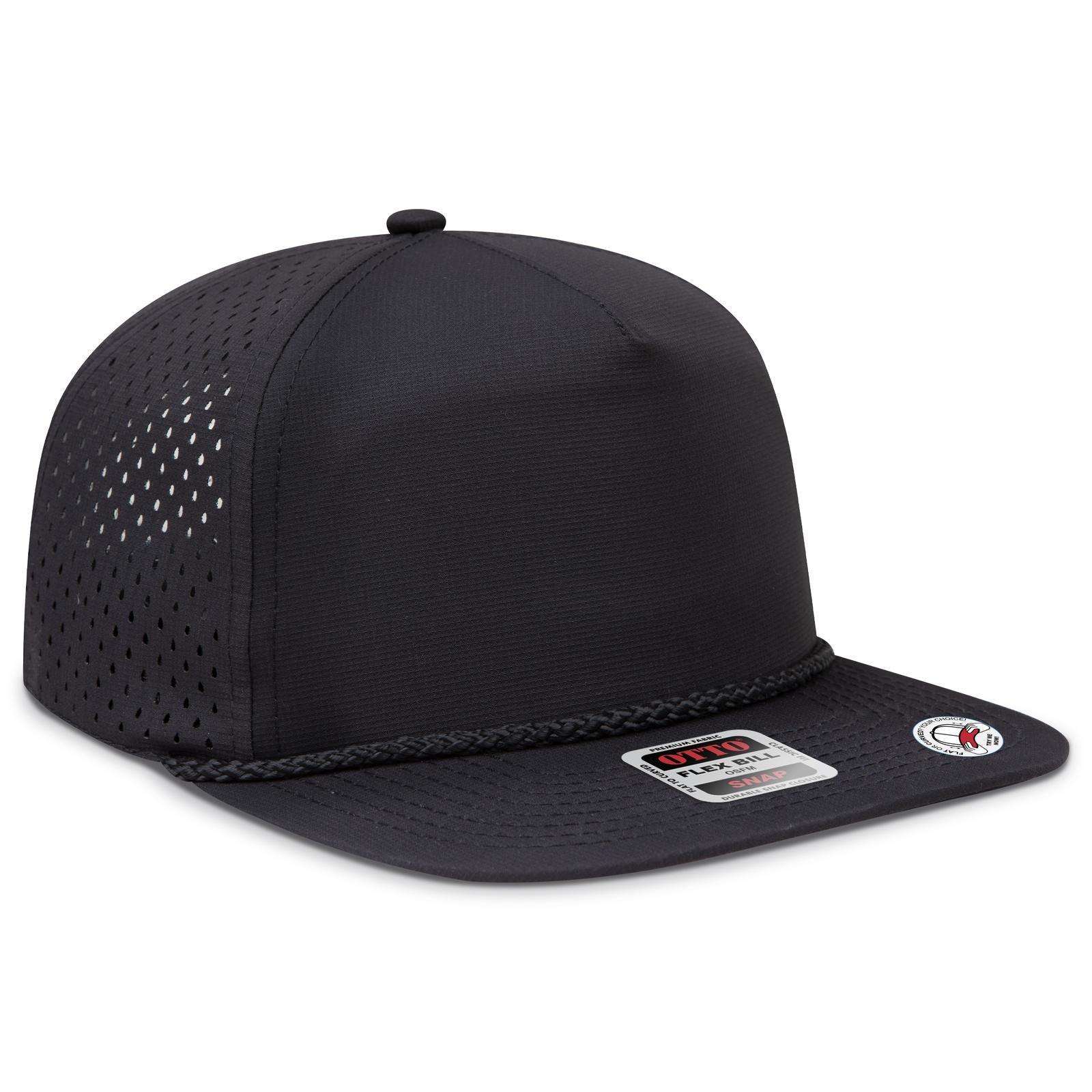 Right View of 003 - Black OTTO CAP "OTTO SNAP" 5 Panel Pro Style Snapback Hat