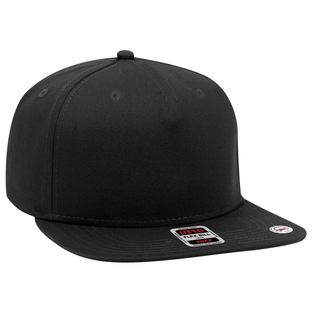 Right View of 003 - Black OTTO CAP "OTTO SNAP" 5 Panel Pro Style Snapback Hat