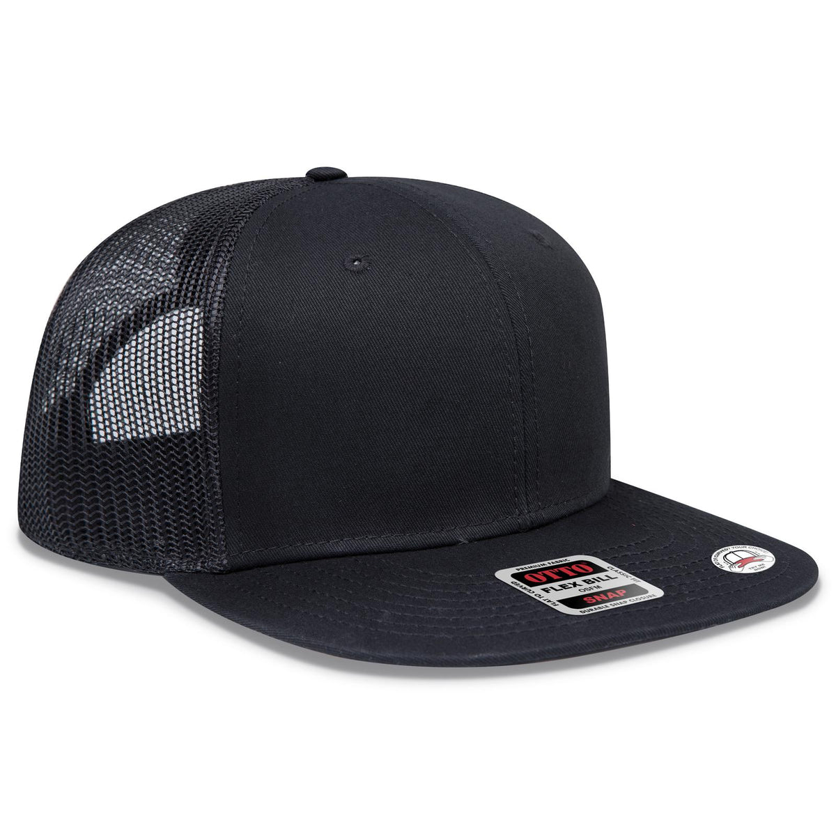 Right View of 003 - Black OTTO CAP "OTTO SNAP" 6 Panel Pro Style Mesh Back Trucker Snapback Hat