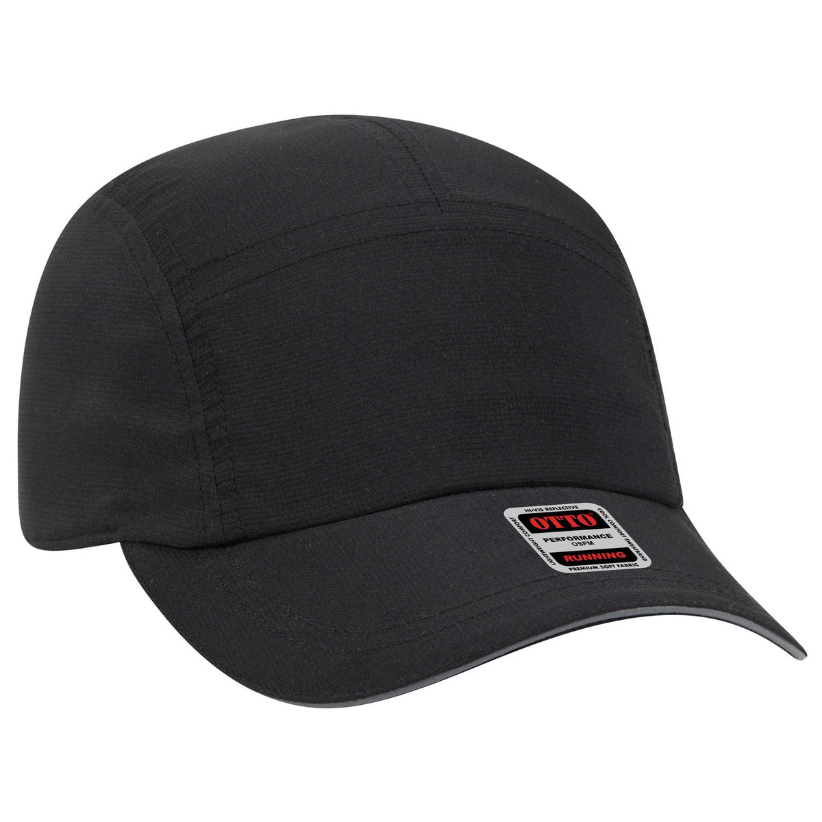 Right View of 003 - Black OTTO CAP Reflective 5 Panel Running Cap