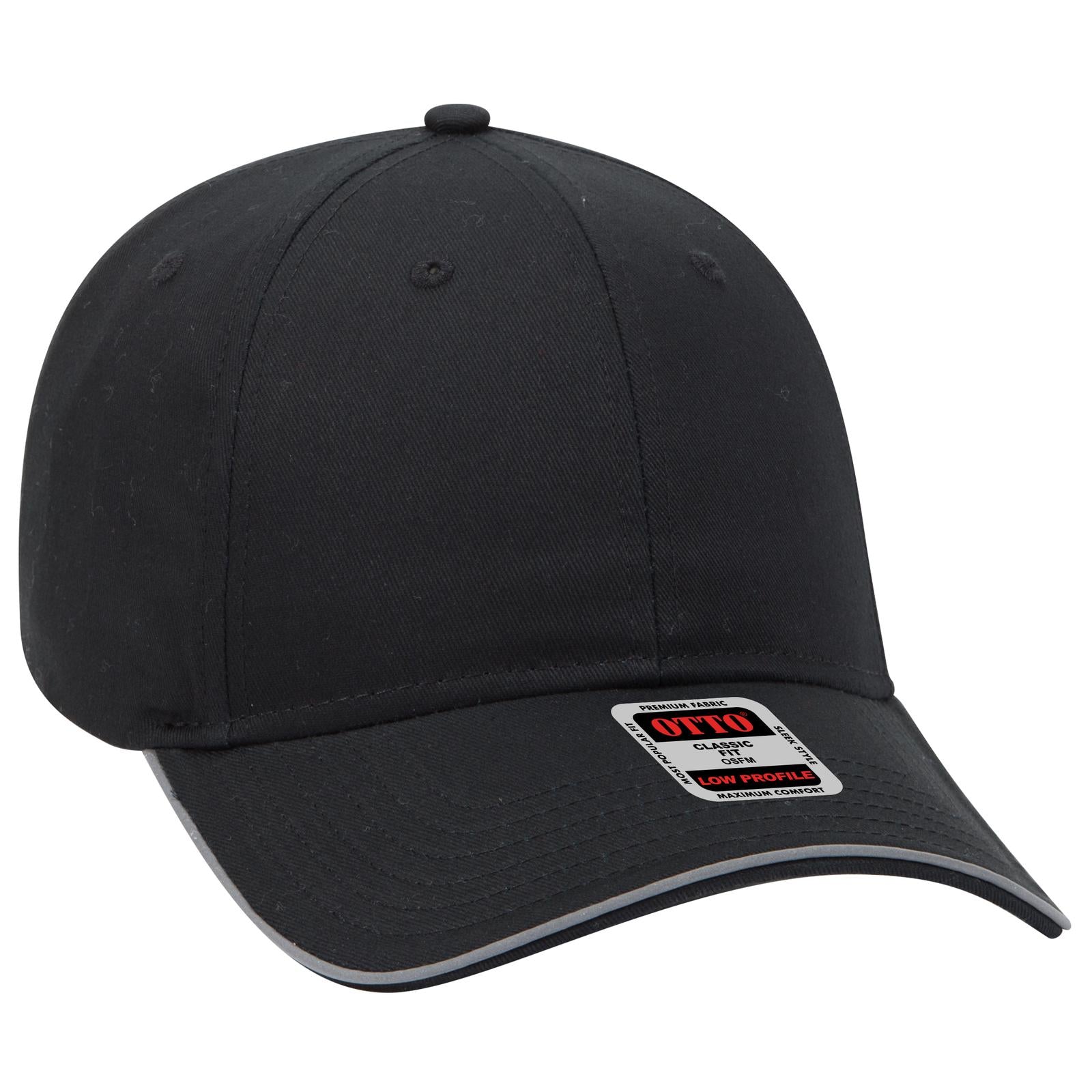Right View of 003 - Black OTTO CAP Reflective 6 Panel Low Profile Baseball Cap
