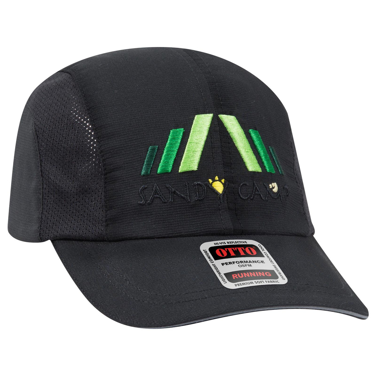 Right View of 003 - Black OTTO CAP Reflective 6 Panel Running Cap