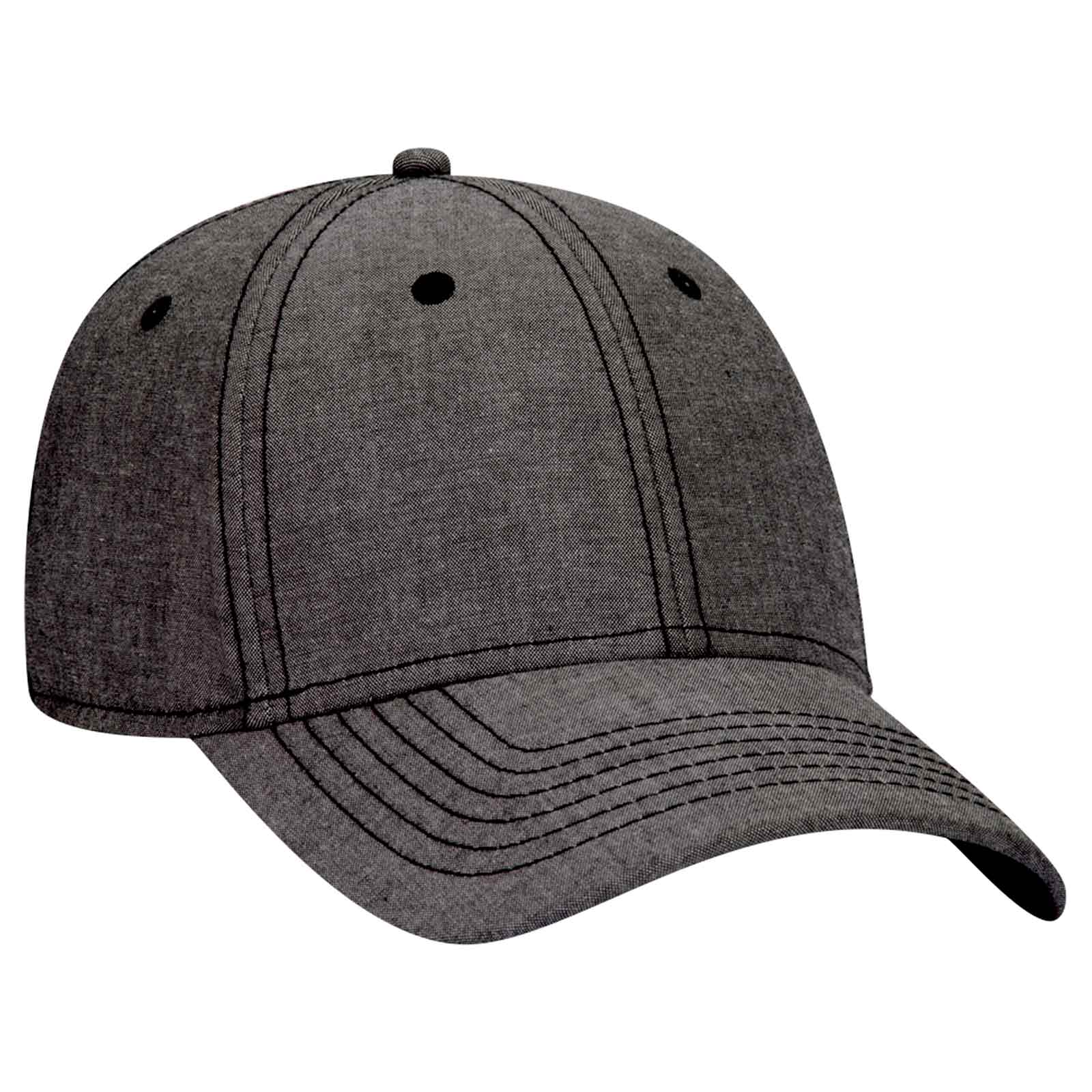 Front View of 003A - Black OTTO CAP 6 Panel Low Profile Baseball Cap