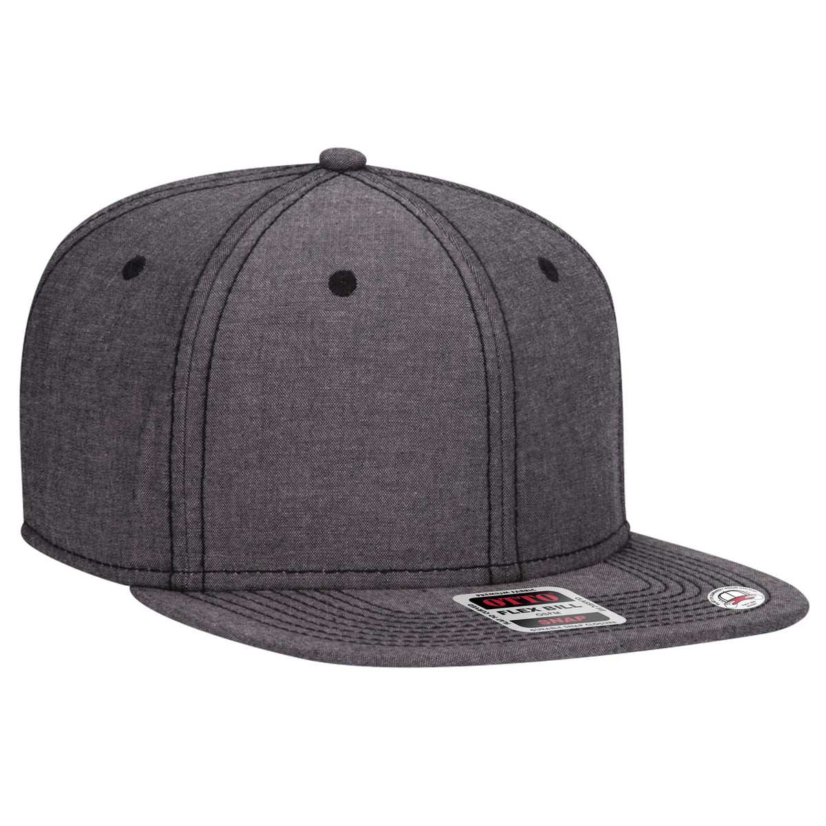 Right View of 003A - Black OTTO CAP “OTTO SNAP” 6 Panel Pro Style Snapback Hat