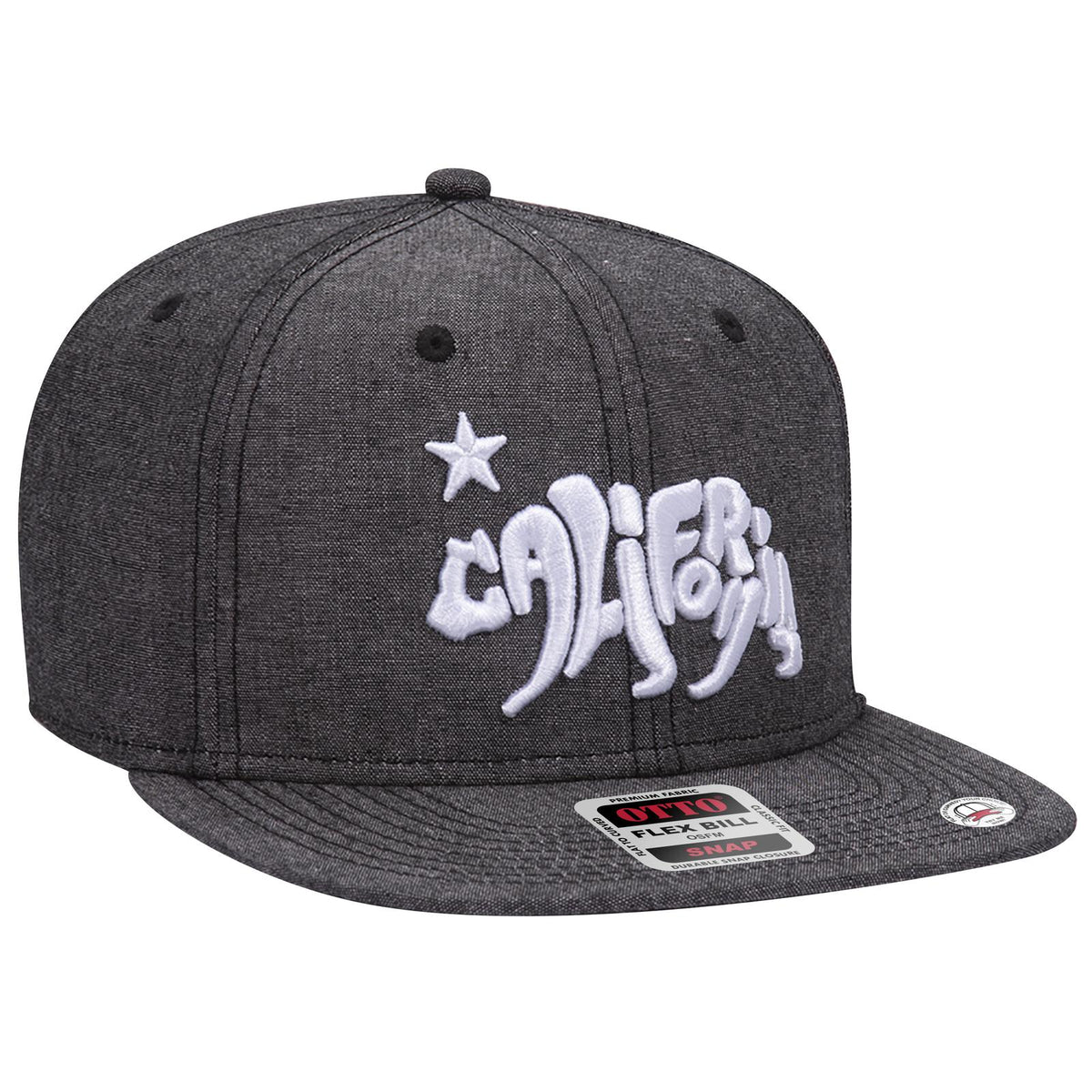 Right View of 003A - Black OTTO CAP “OTTO SNAP” 6 Panel Pro Style Snapback Hat