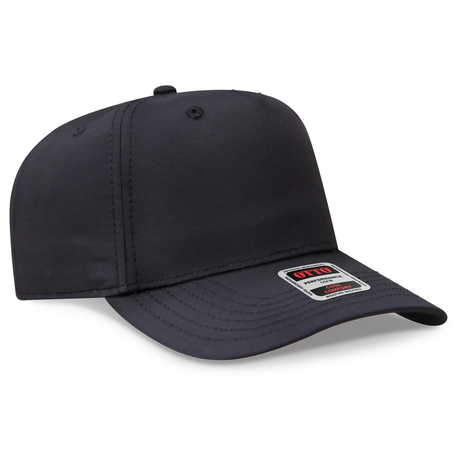 Right View of 003B - Black OTTO CAP 5 Panel Mid Profile Baseball Cap