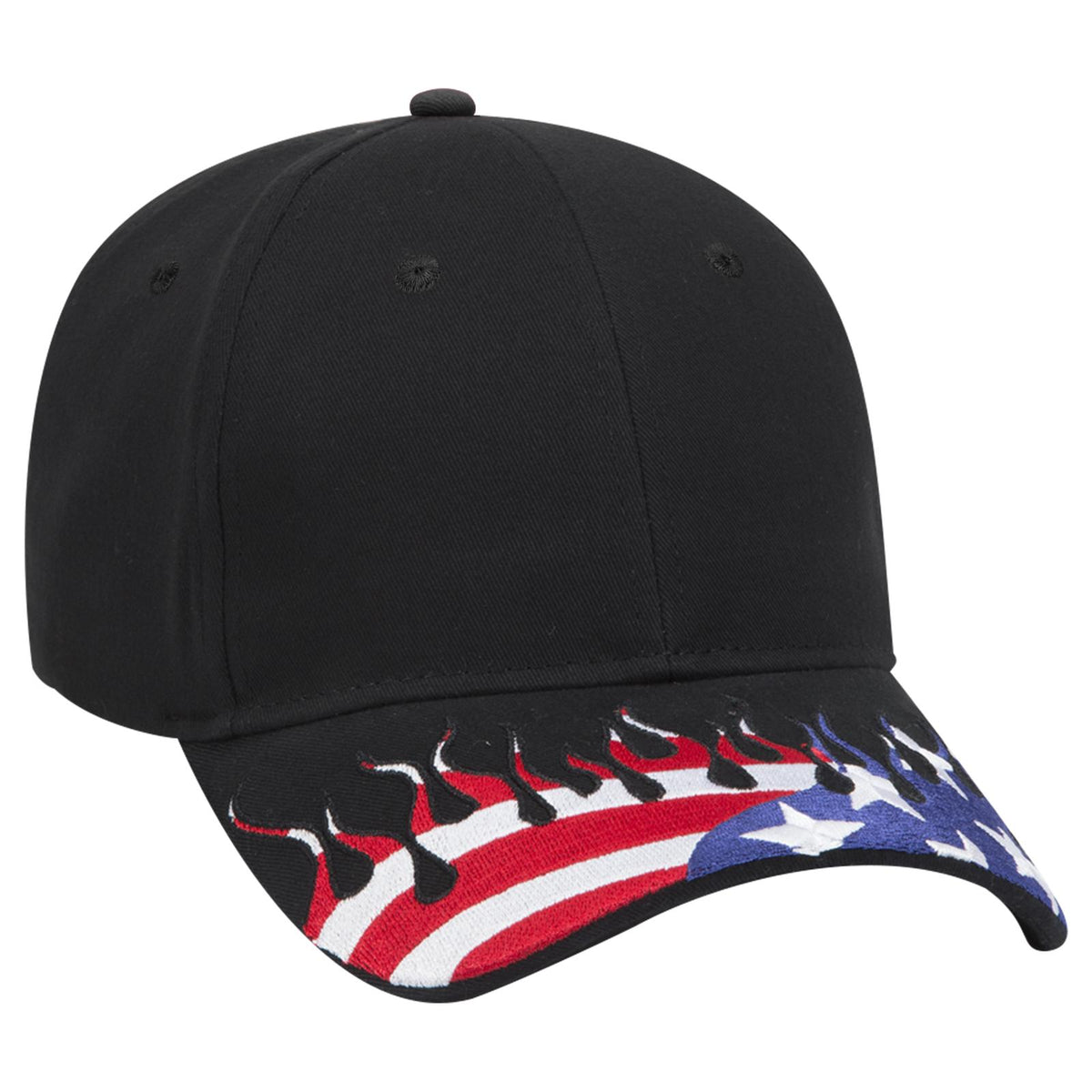 Right View of 003B - Black OTTO CAP 6 Panel Low Profile Baseball Cap