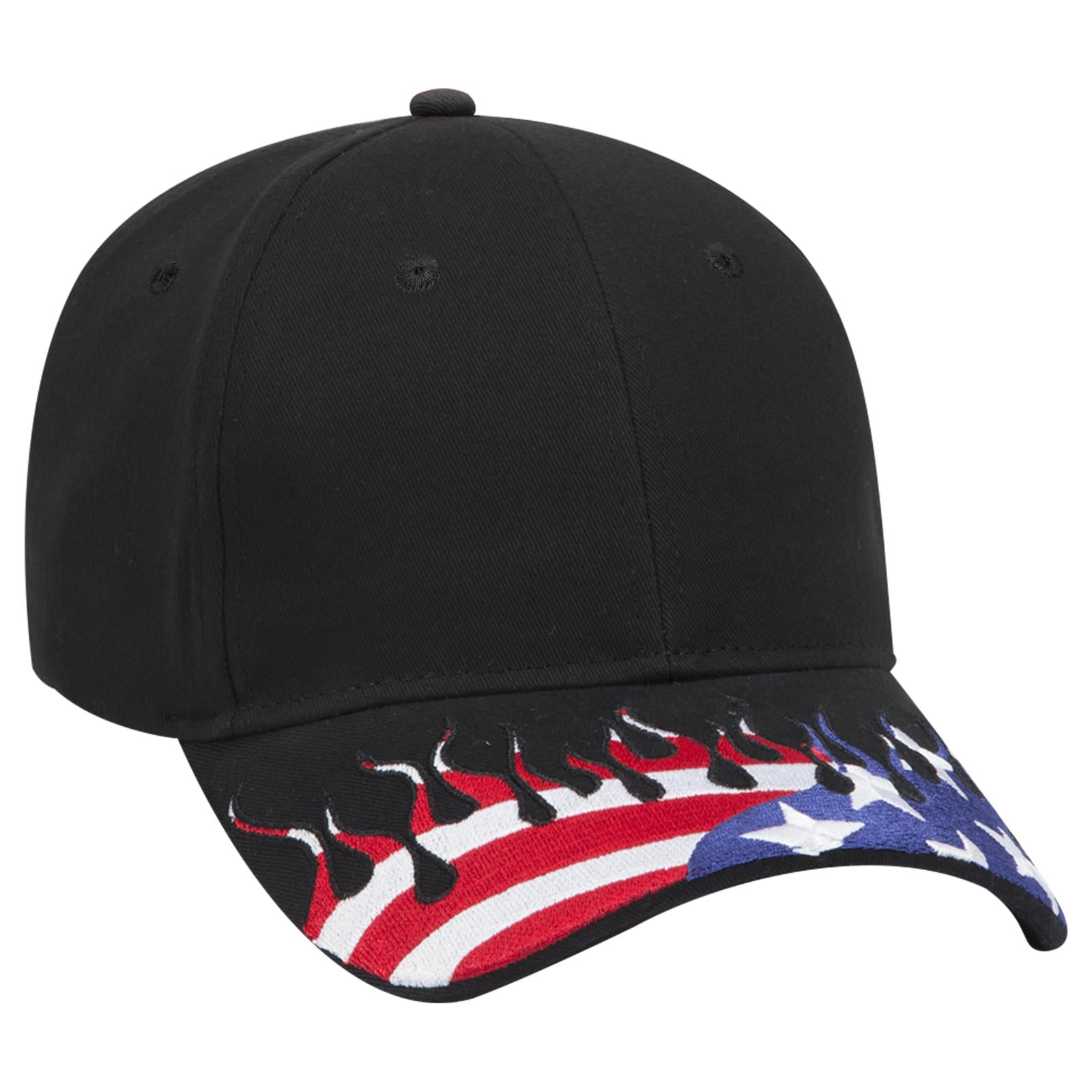 Front View of 003B - Black OTTO CAP 6 Panel Low Profile Baseball Cap