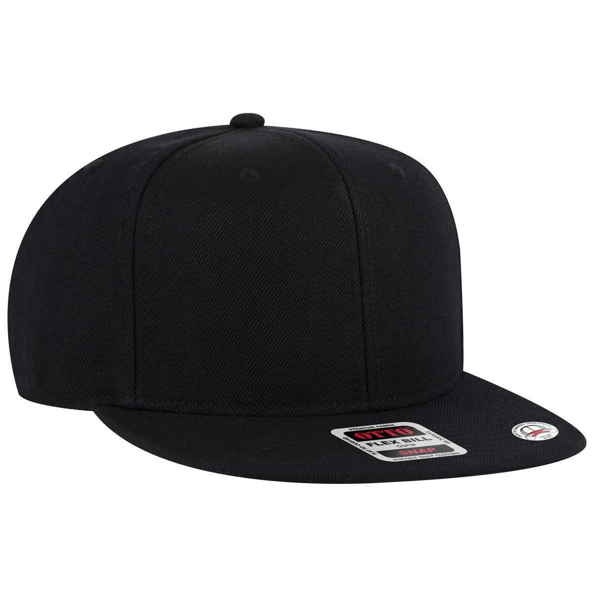 Right View of 003B - Blk OTTO CAP "OTTO SNAP" 6 Panel Pro Style Snapback Hat
