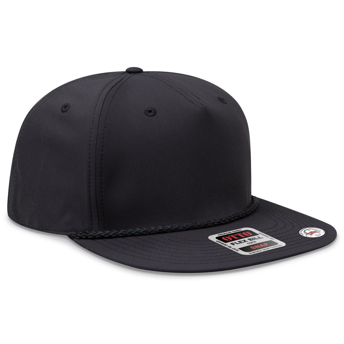 Right View of 003C - Black OTTO CAP "OTTO SNAP" 5 Panel Pro Style Snapback Hat