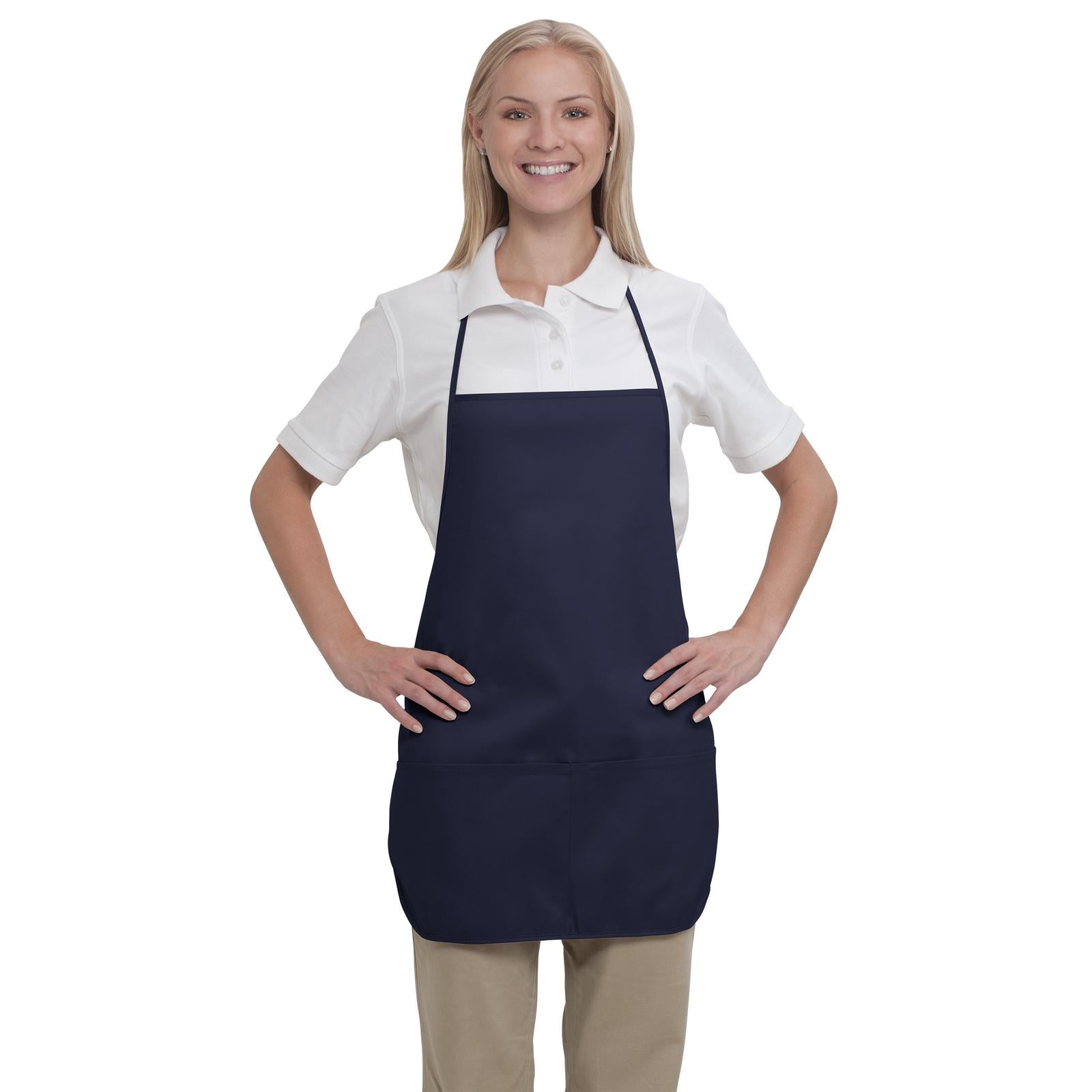 Front View of 004 - Navy OTTO 2 Pocket Medium Bib Apron