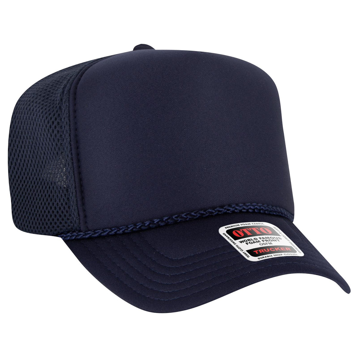 Right View of 004 - Navy OTTO CAP 5 Panel High Crown Air Mesh Back Trucker Hat