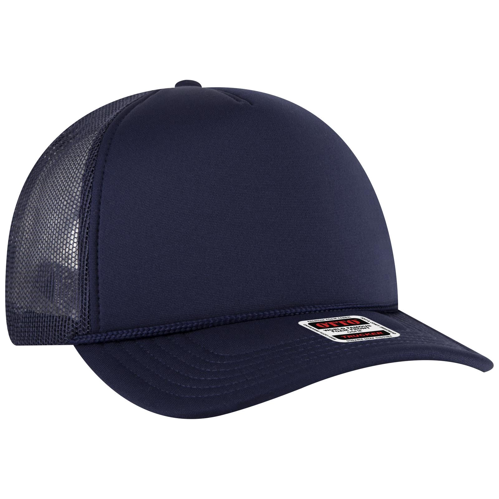 Right View of 004 - Navy OTTO CAP 5 Panel High Crown Mesh Back Trucker Hat