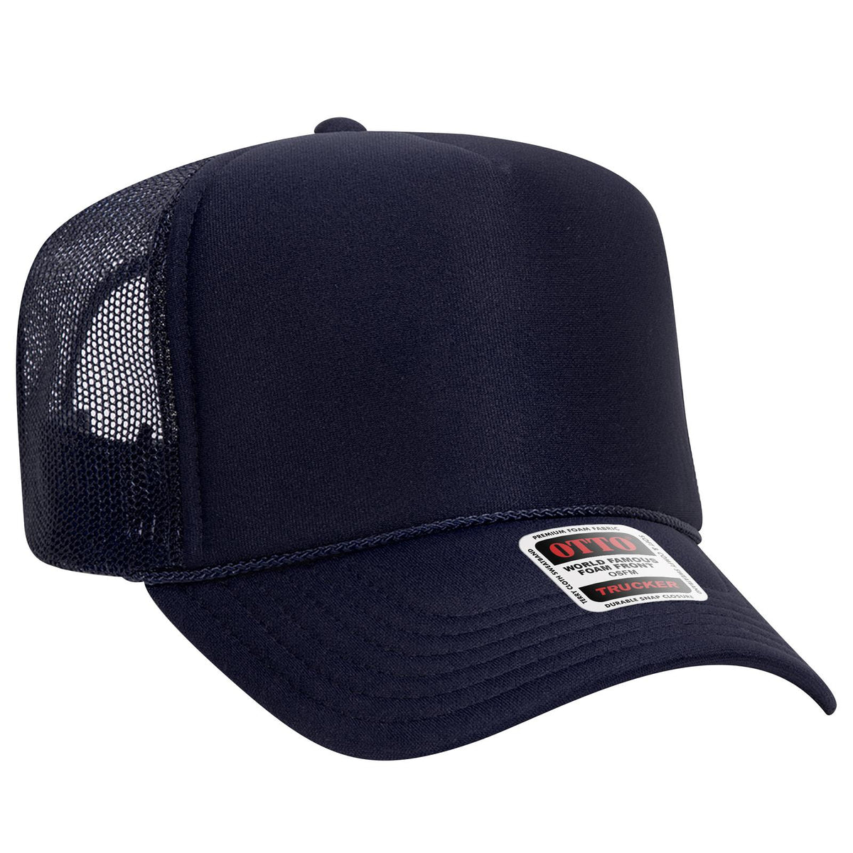 Right View of 004 - Navy OTTO CAP 5 Panel High Crown Mesh Back Trucker Hat