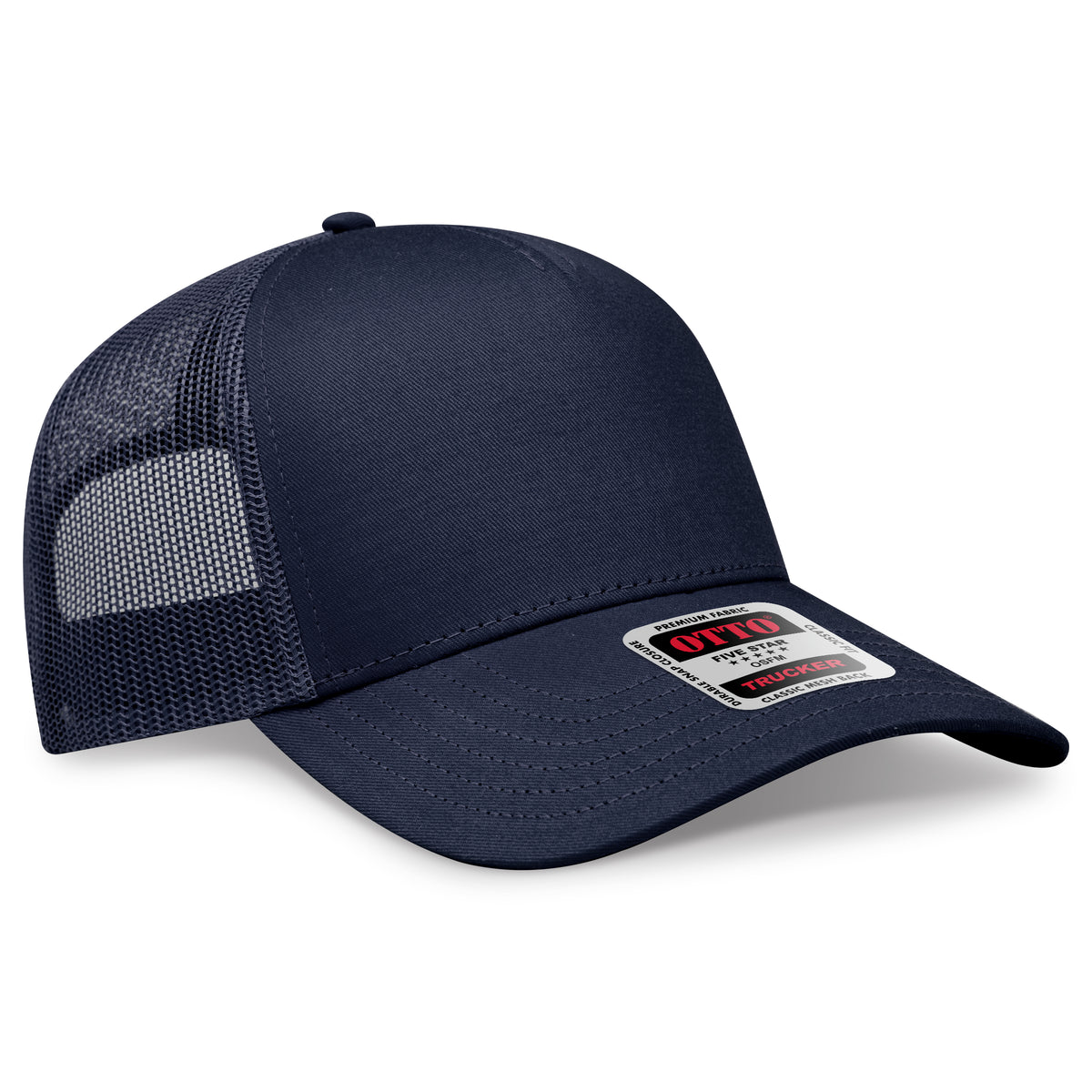 Right View of 004 - Navy OTTO CAP 5 Panel Low Profile Mesh Back Trucker Hat