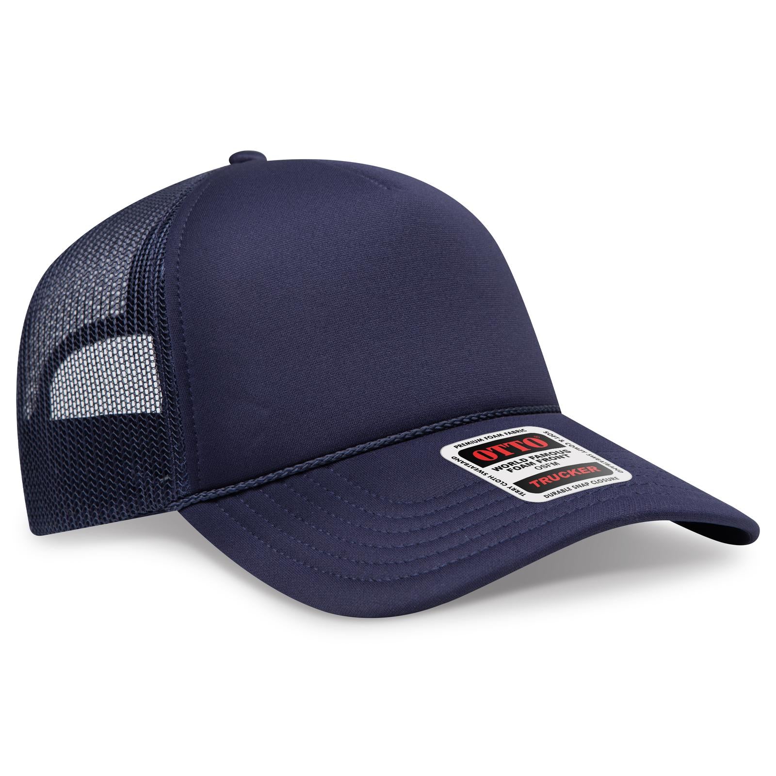 Right View of 004 - Navy OTTO CAP 5 Panel Low Profile Mesh Back Trucker Hat