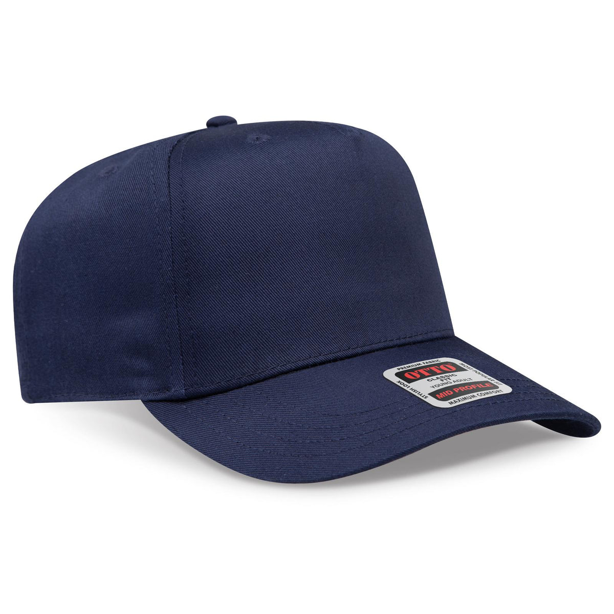 Right View of 004 - Navy OTTO CAP 5 Panel Mid Profile Baseball Cap